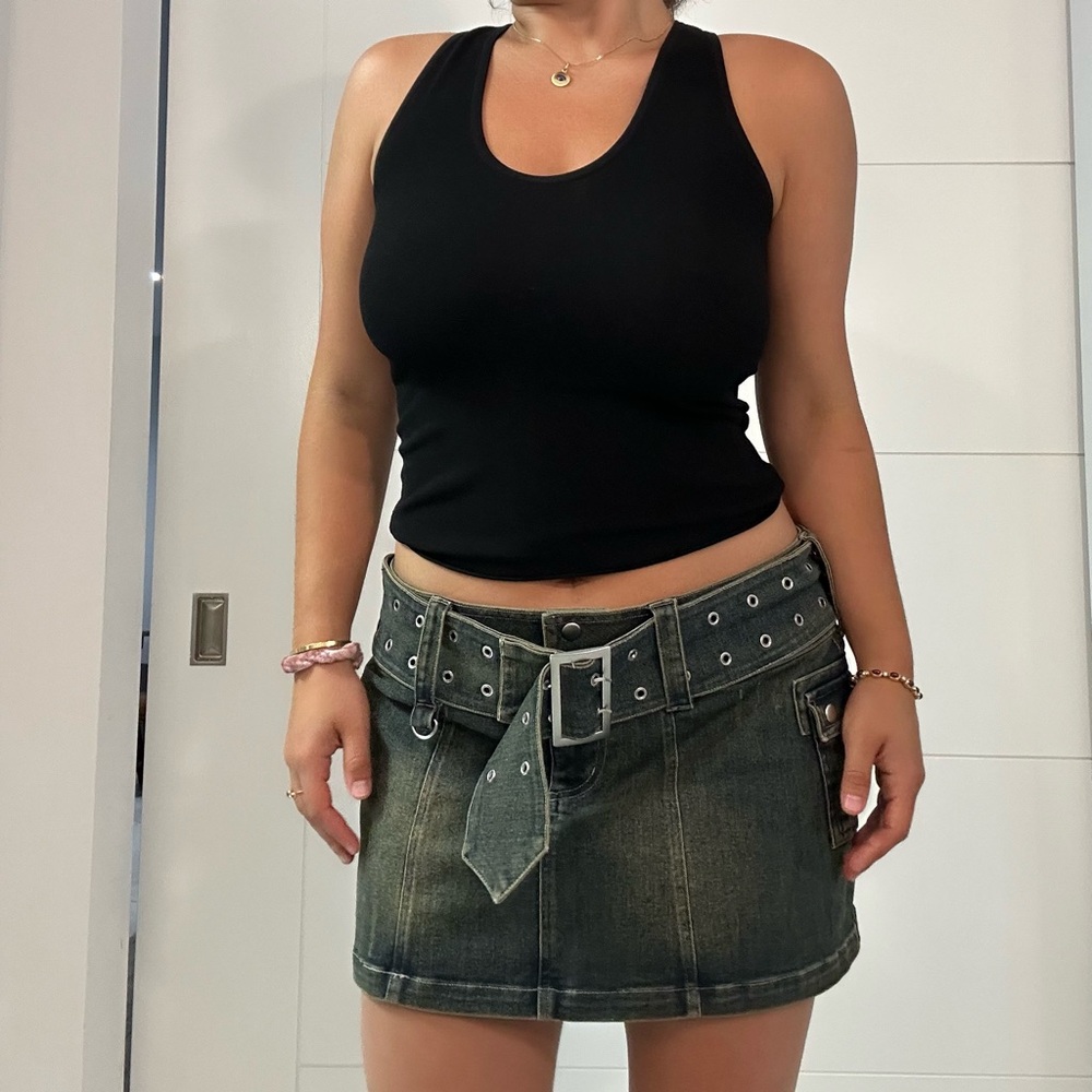 I.A.M.G.I.A Dark Wash Denim Mini Skirt